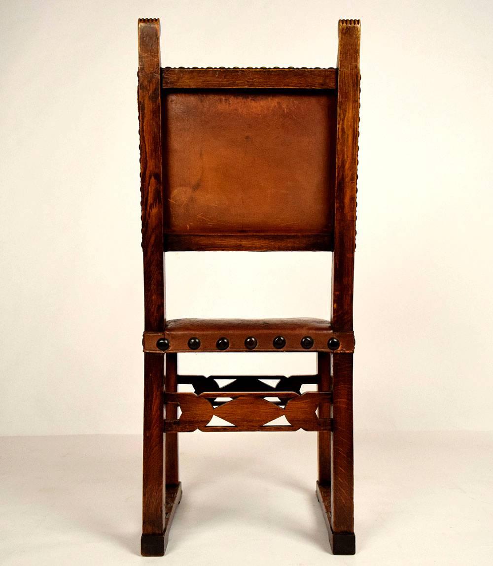 Carved Set of 6 Spanish Revival Dining Chairs