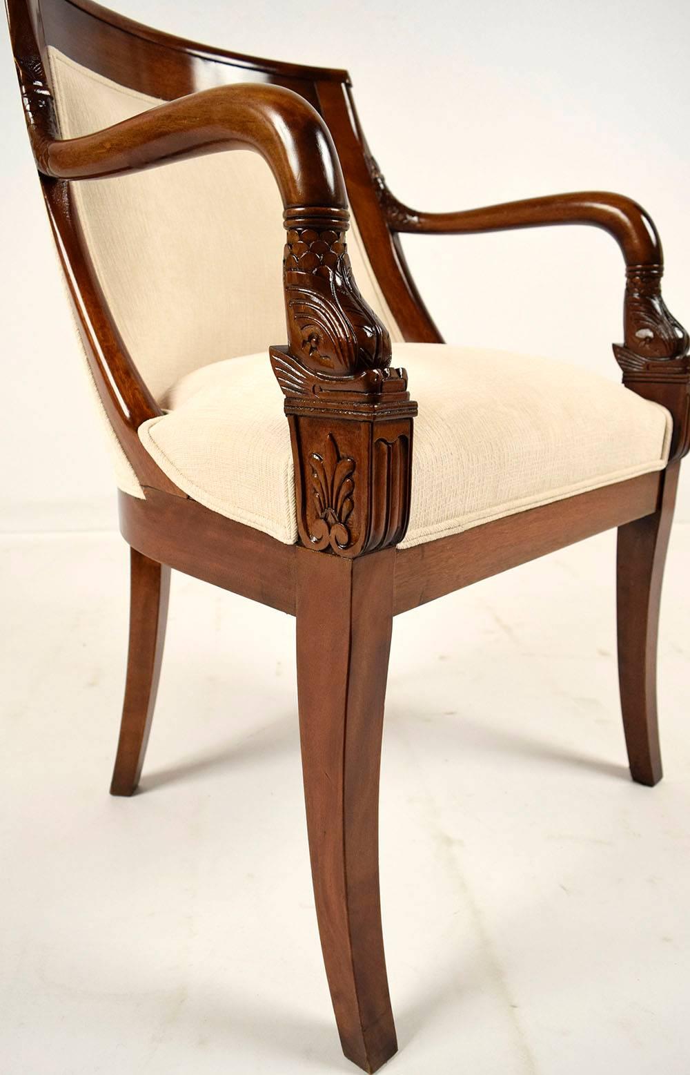 Set of 8 Mahogany Empire Dining Chairs In Excellent Condition In Los Angeles, CA
