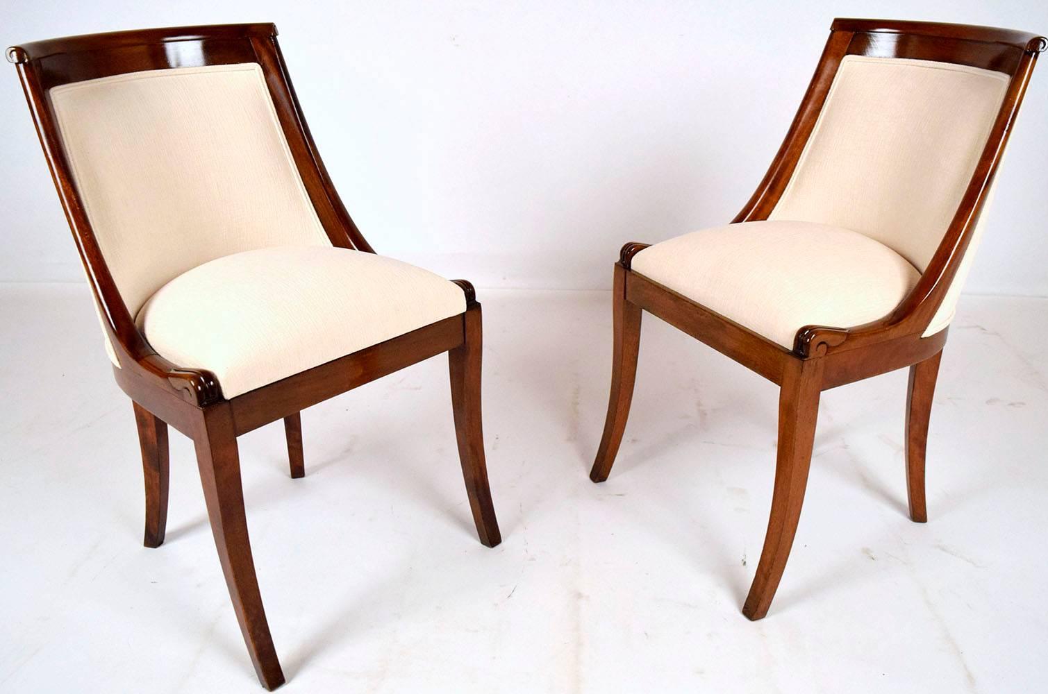 Carved Set of 8 Mahogany Empire Dining Chairs