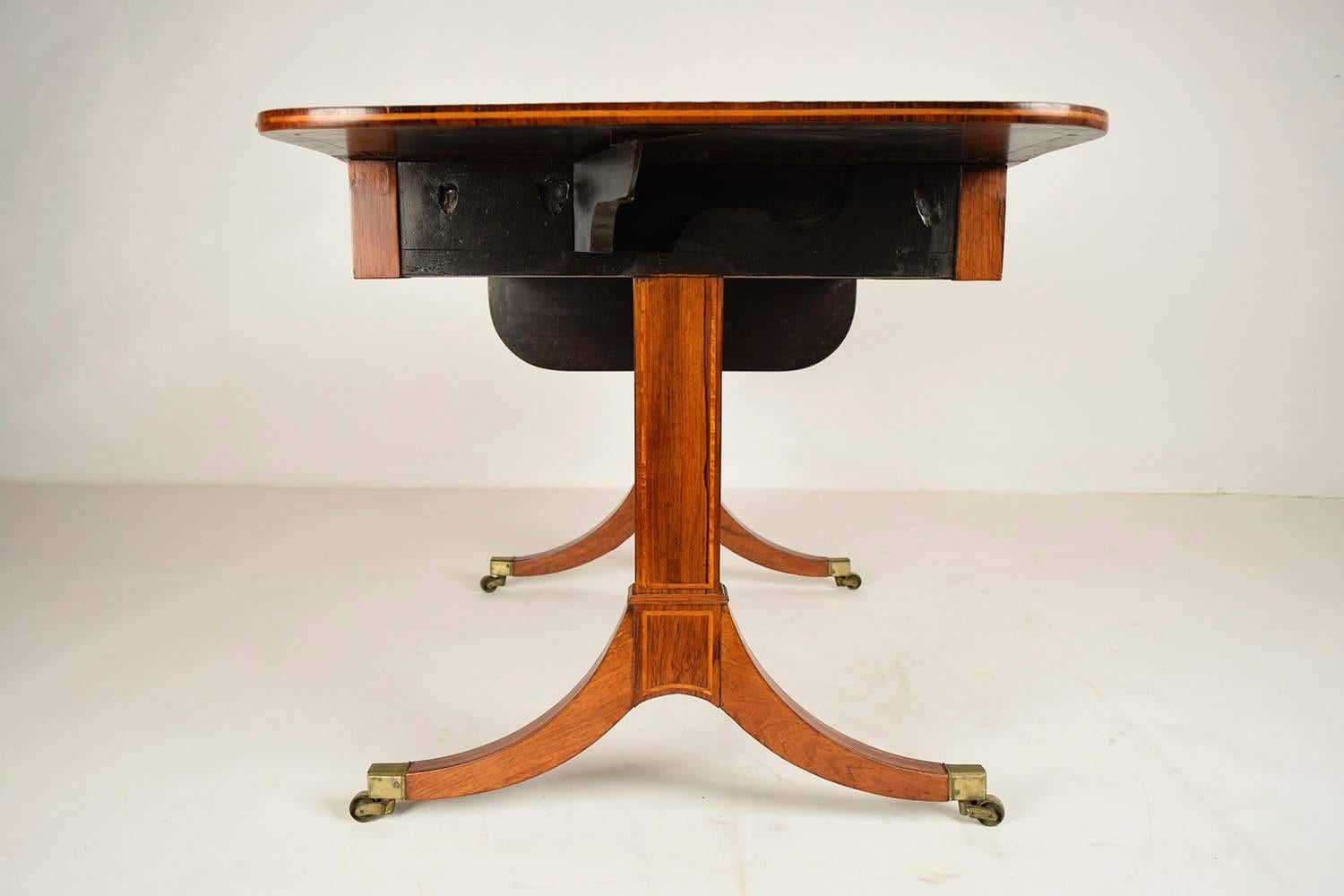 Brass 19th Century English Rosewood Sofa Table