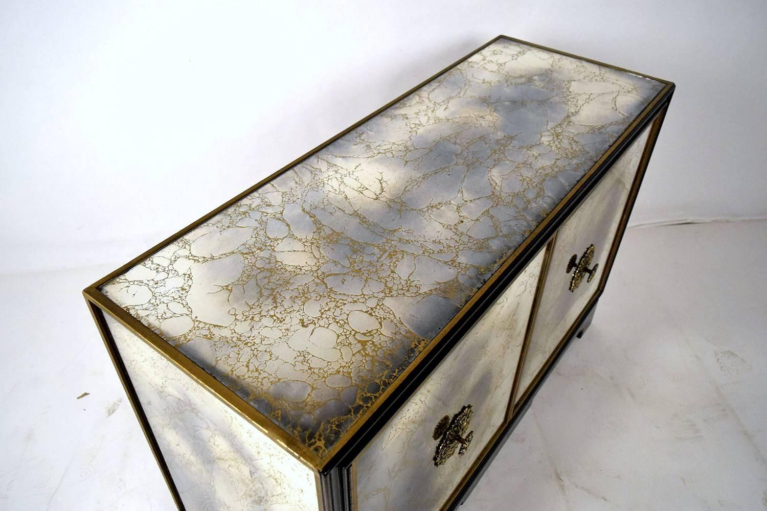 Brass Mirrored Sideboard or Credenza, circa 1960s