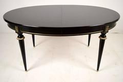 French Louis XVI-style Ebonized Oval Dining Table