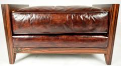 Modern Leather Bench with Brazilian Wood Frame