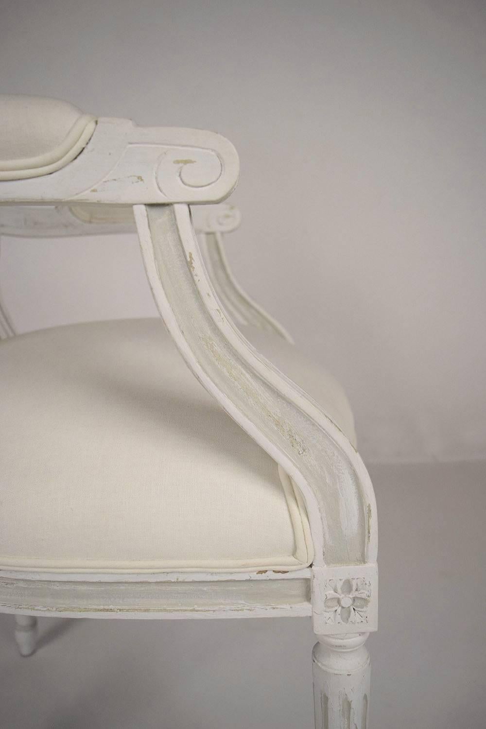 Mid-20th Century Pair of Painted French Louis XVI Style Armchairs