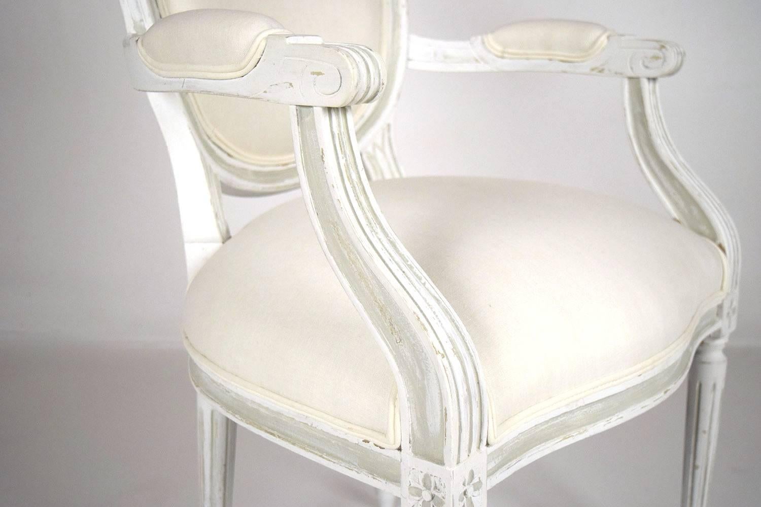 Pair of Painted French Louis XVI Style Armchairs 5