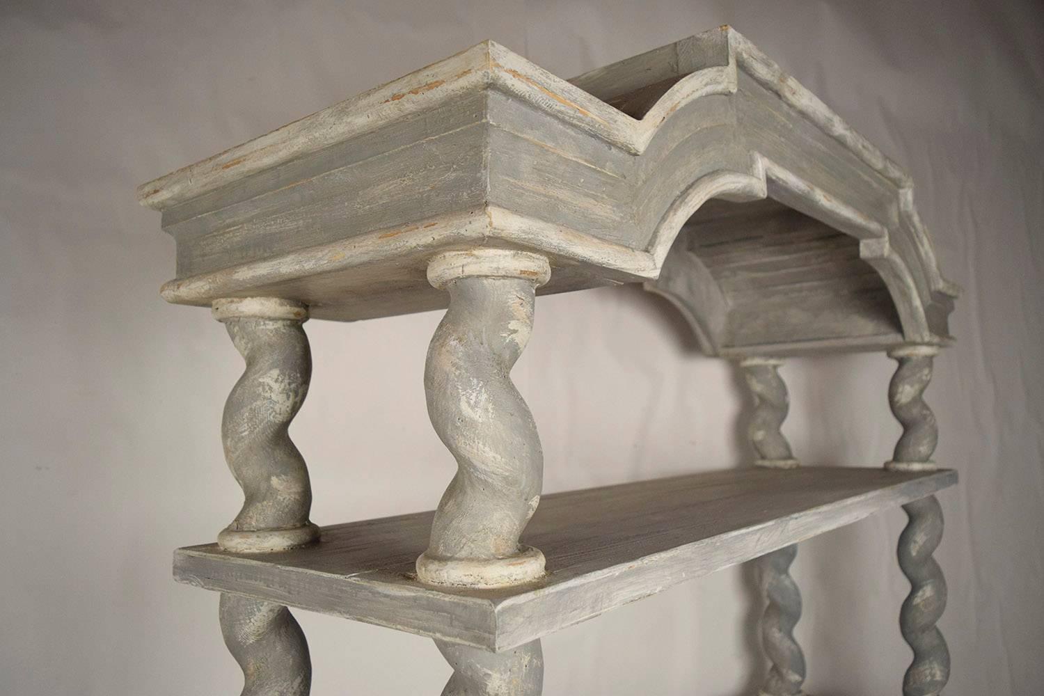 20th Century Italian Baroque Carved Wood Etagere