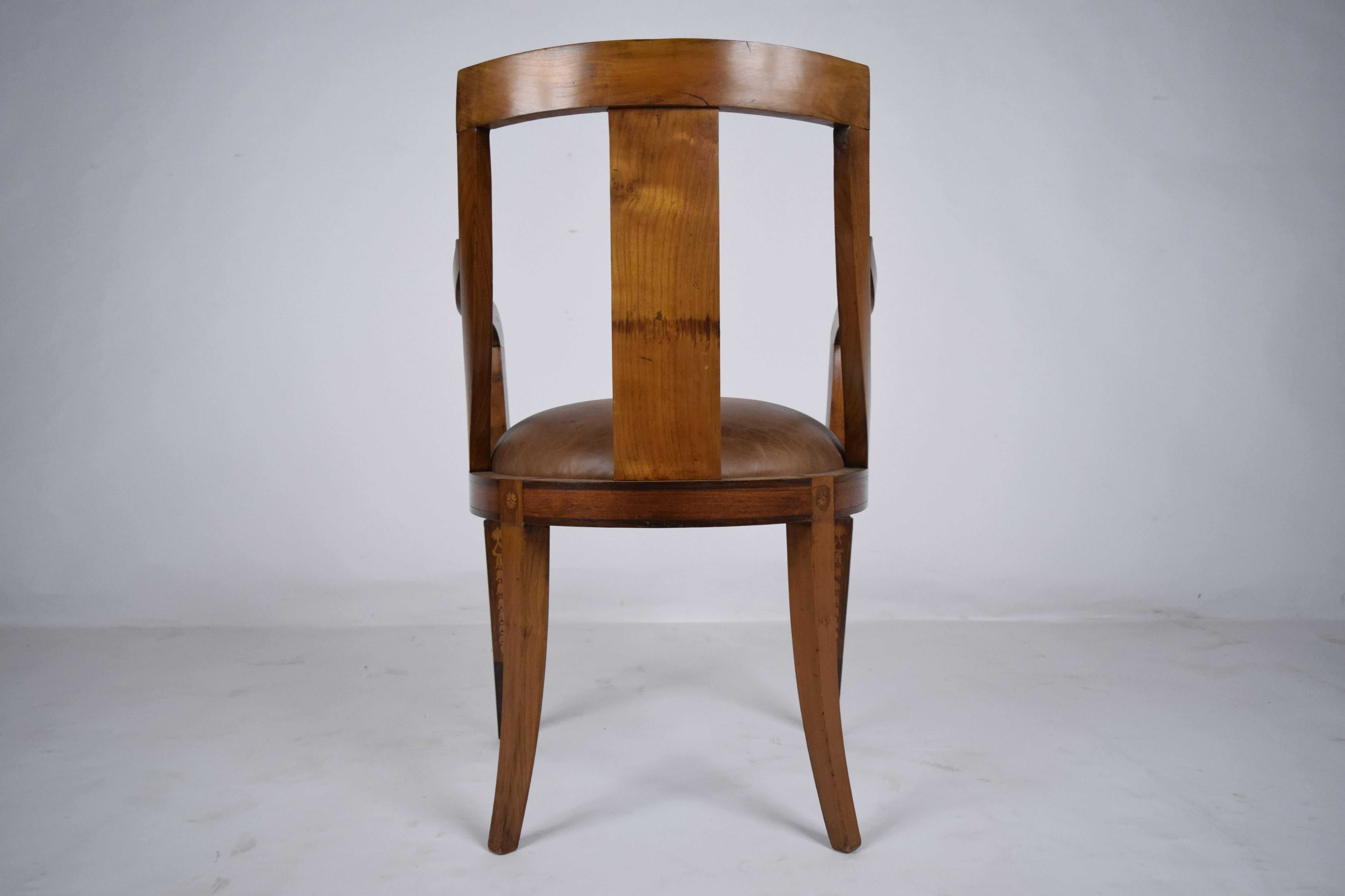 Antique English Marquetry Regency-Style Armchair 1
