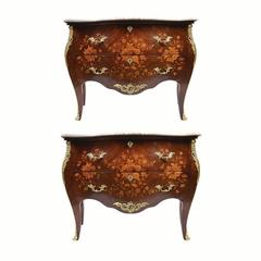Pair of French Louis XV Style Marquetry Chest of Drawers/Commodes 12