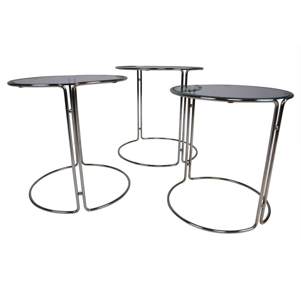 Mid-Century Modern Chrome Nesting Tables at 1stDibs
