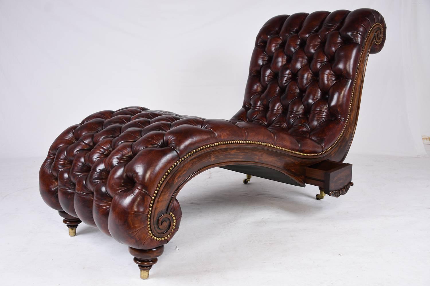 chesterfield leather chaise lounge