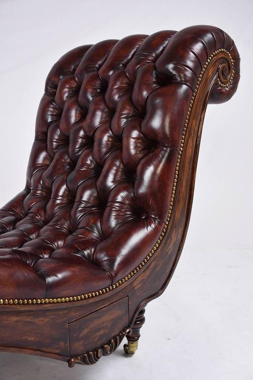 Chesterfield Tufted Leather Chaise Lounge at 1stdibs