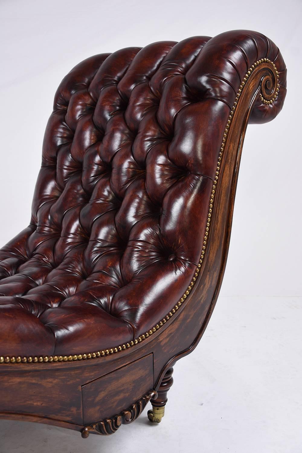 leather tufted chaise