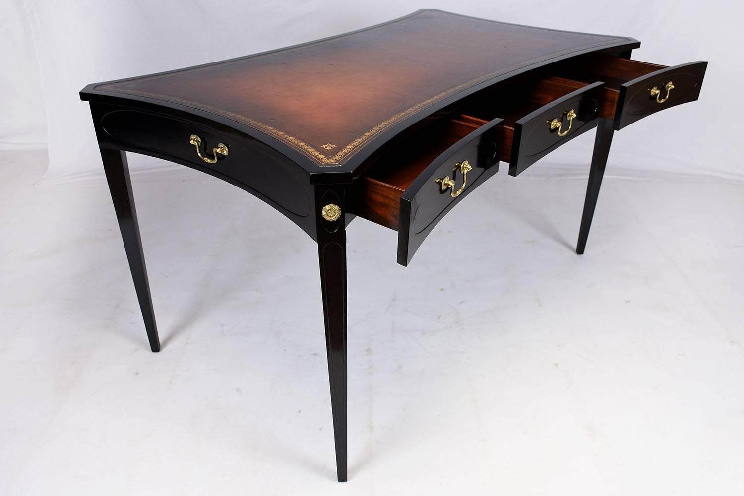French Regency-Style Desk with Embossed Leather
