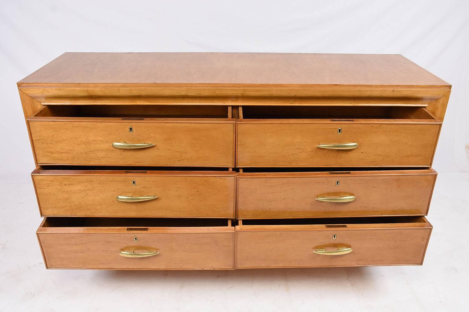 Lacquered Mid-Century Modern Birch Wood Chest of Drawers