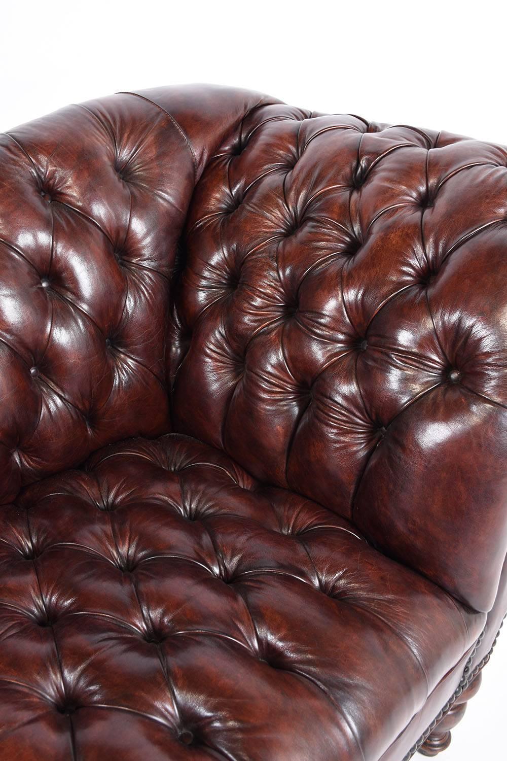 20th Century Vintage Chesterfield Tufted Leather Sofa