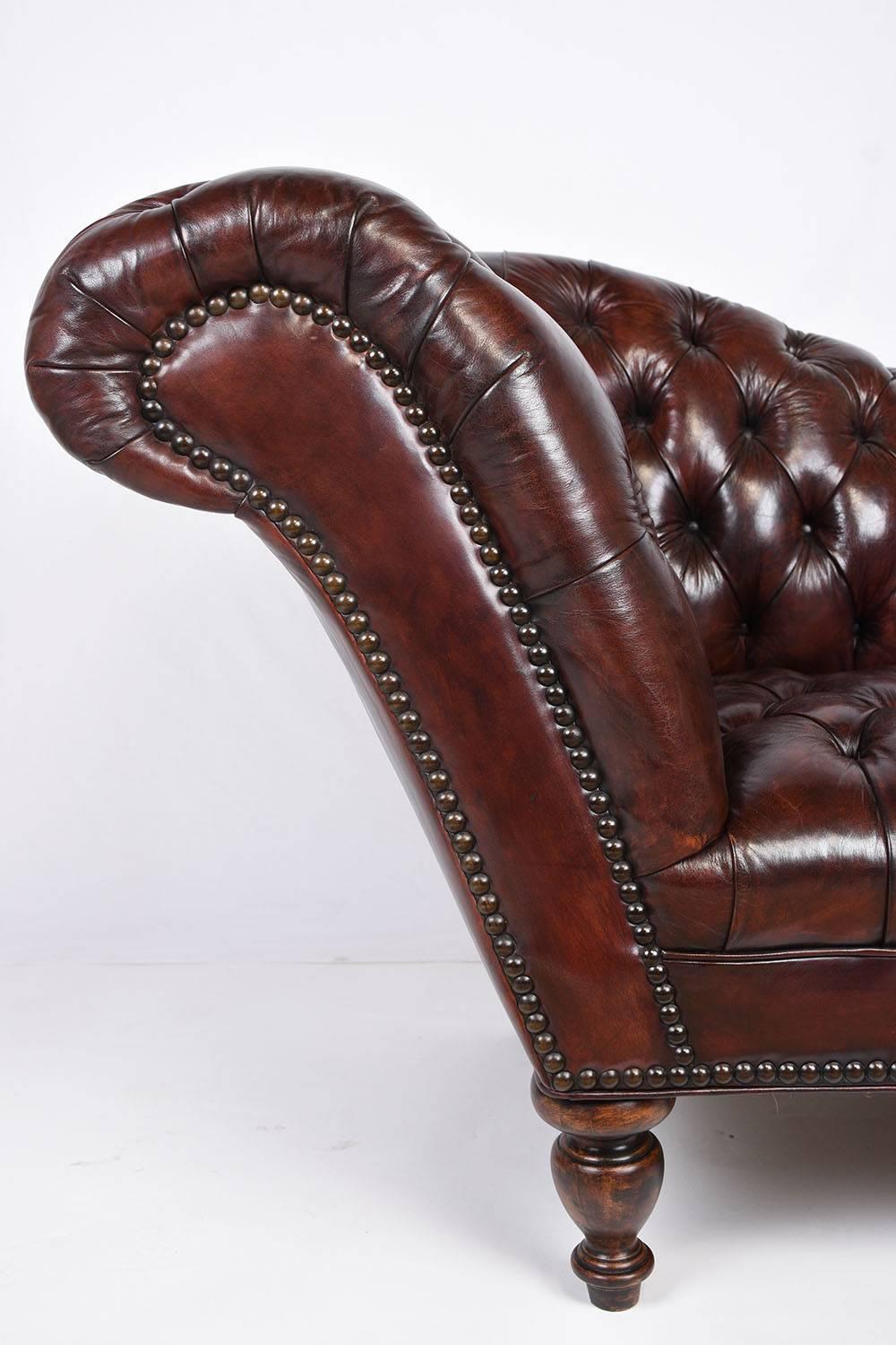 Dyed Vintage Chesterfield Tufted Leather Sofa