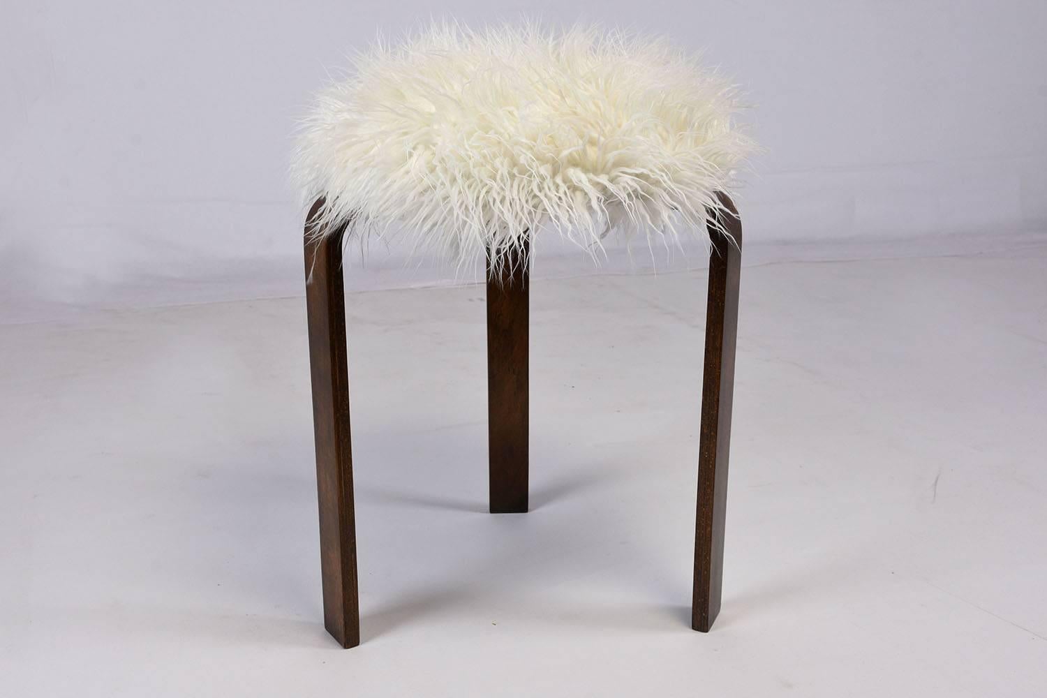 Mid-Century Modern Mid-Century Faux Fur Stool