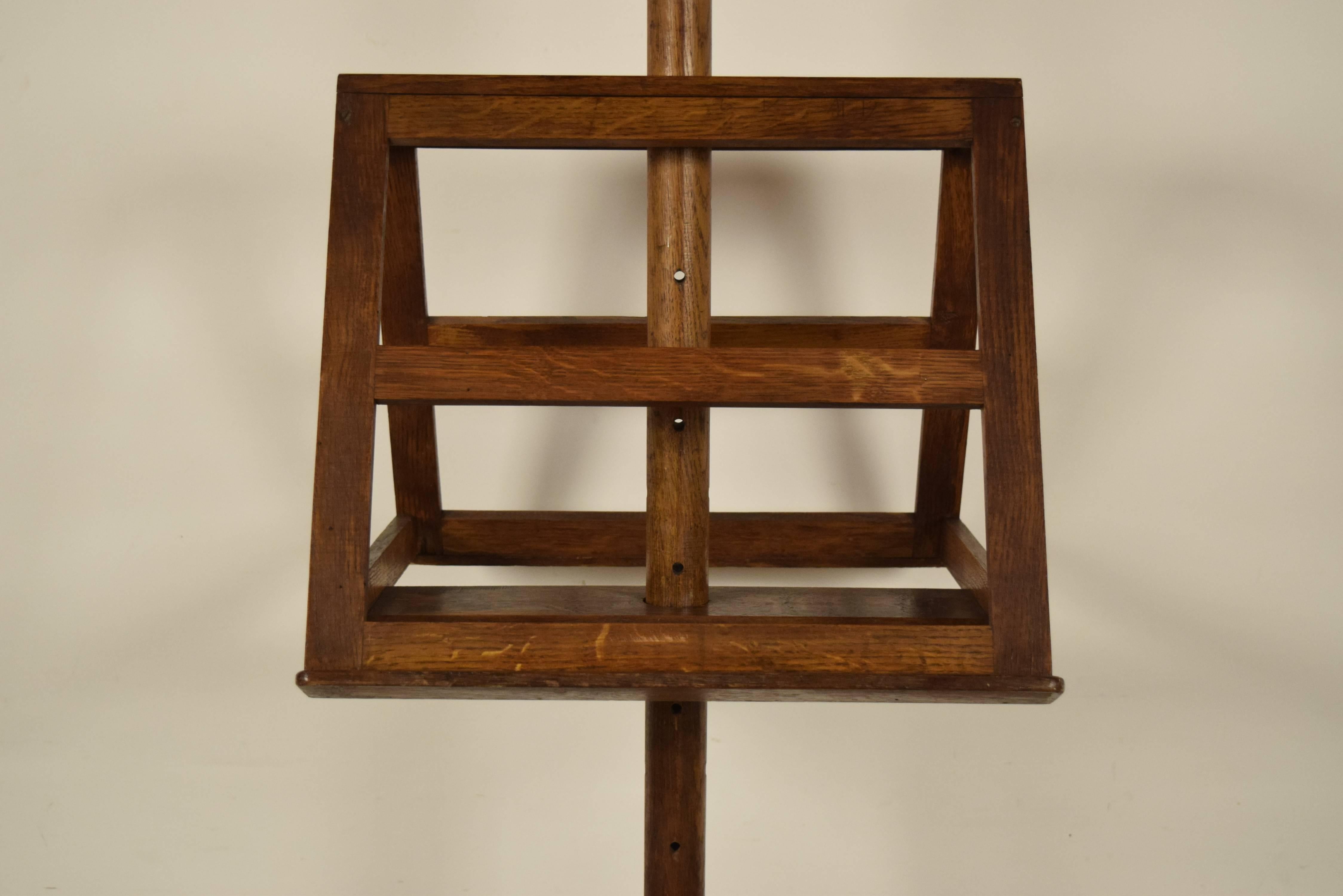 European Antique French Solid Oak Wood Duet Music Stand