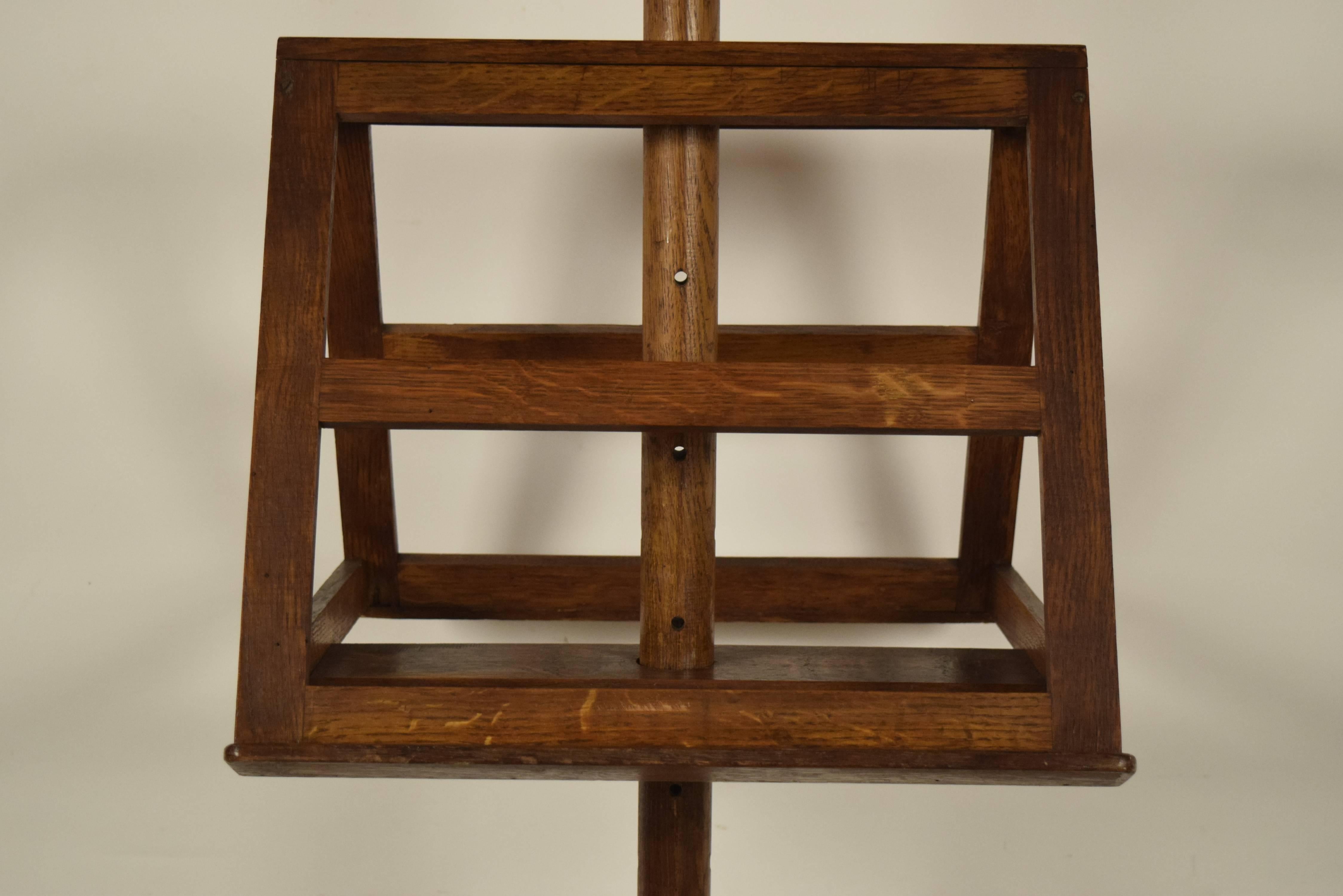 Carved Antique French Solid Oak Wood Duet Music Stand