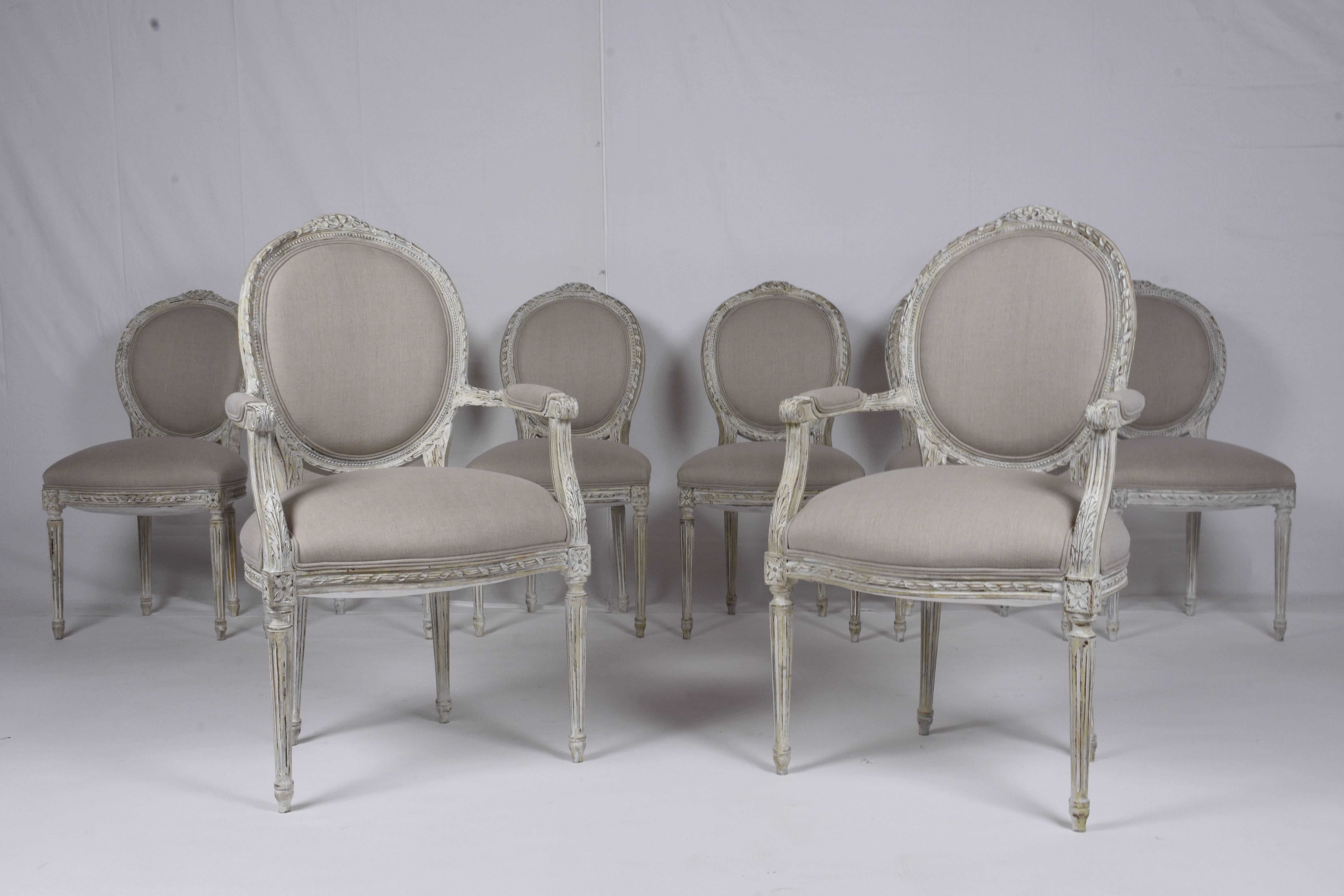 20th Century French, Louis XVI-Style Dining Chairs, Set of Eight