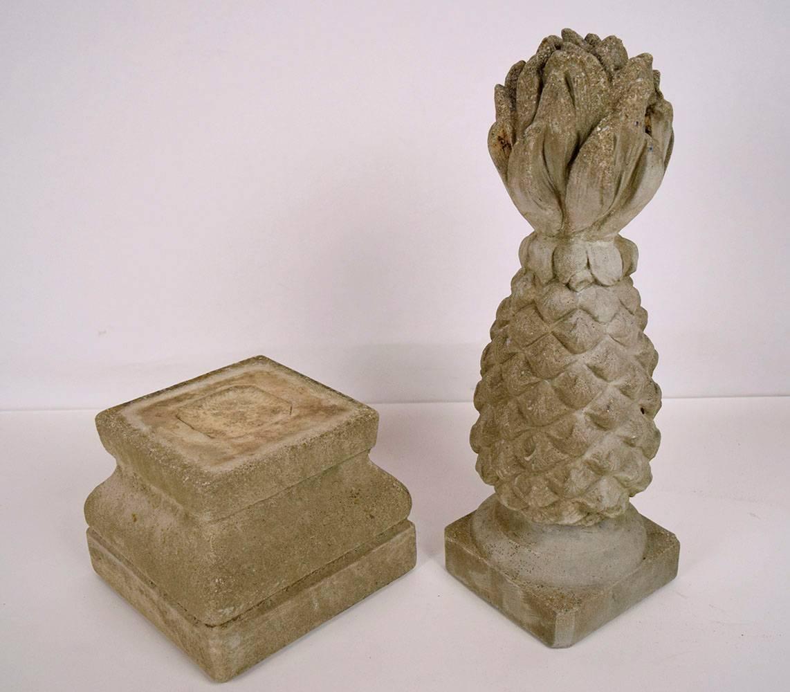 Pair of Large Carved Stone Garden Urns In Excellent Condition In Los Angeles, CA