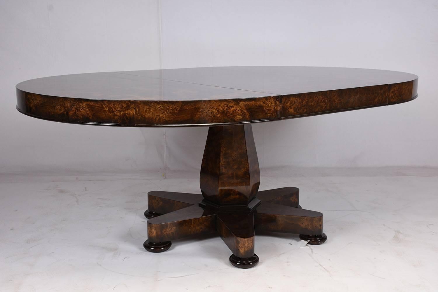 Wood Regency-Style Round Burl Dining Table