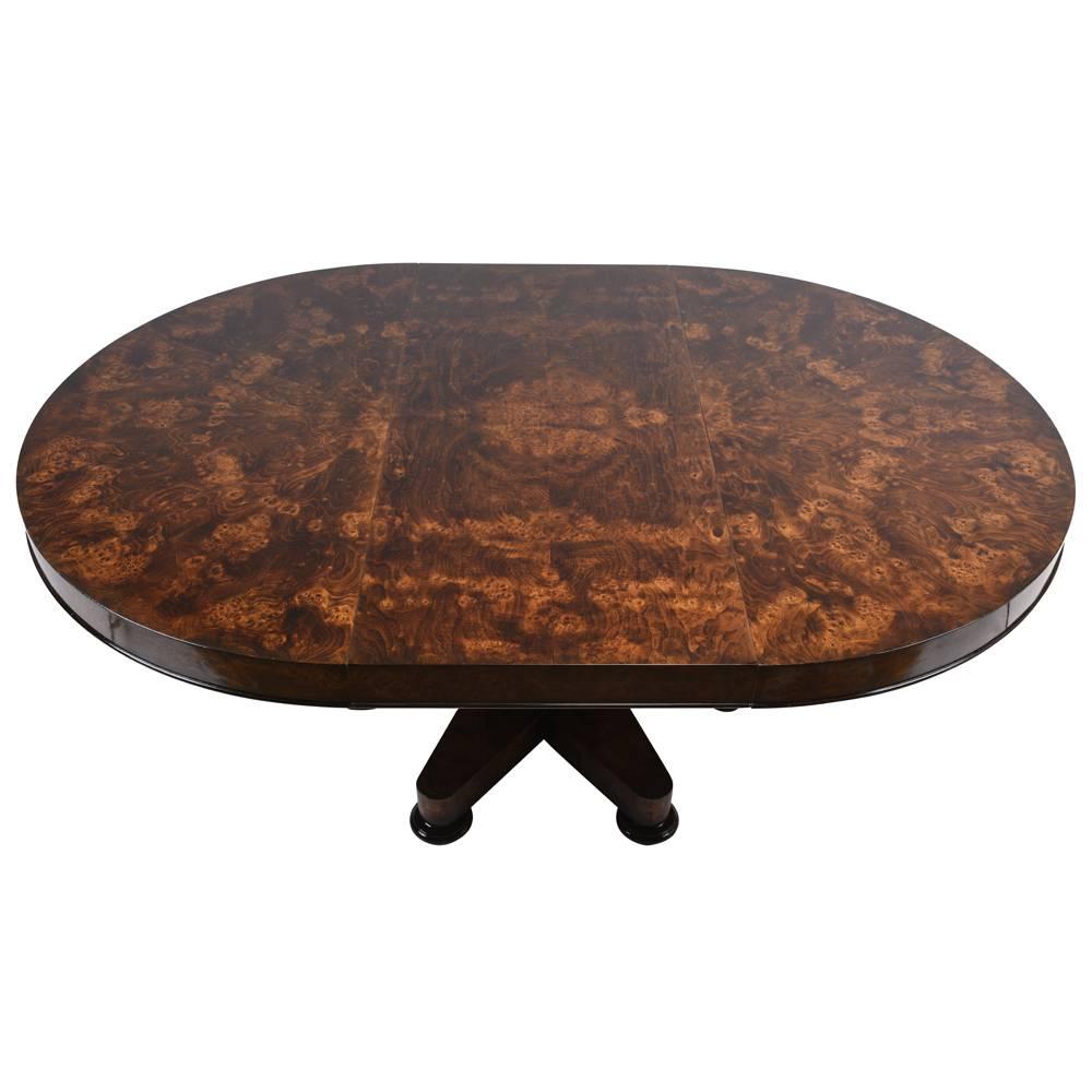 Carved Regency-Style Round Burl Dining Table