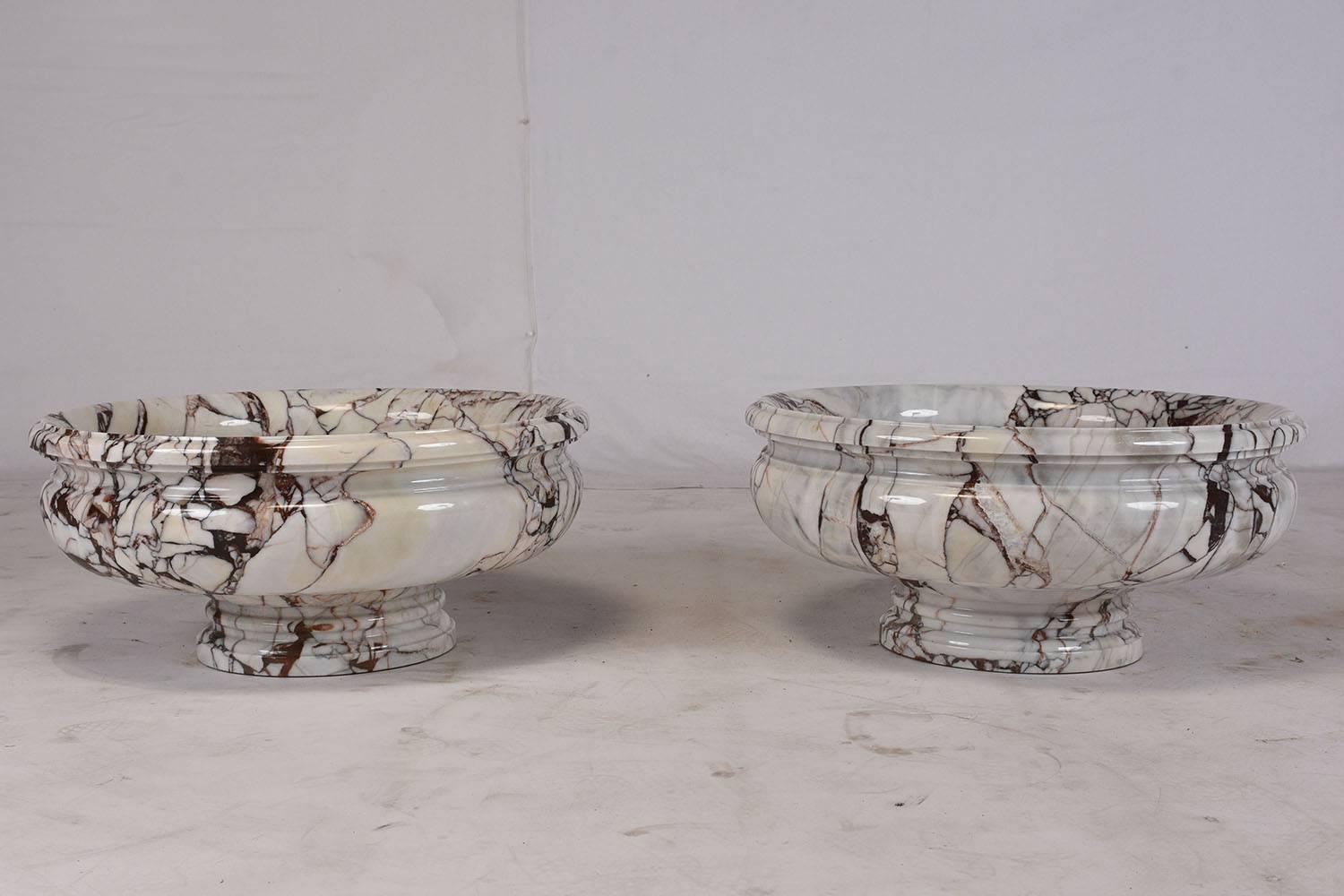 Pair of French Marble Garden Urns 4