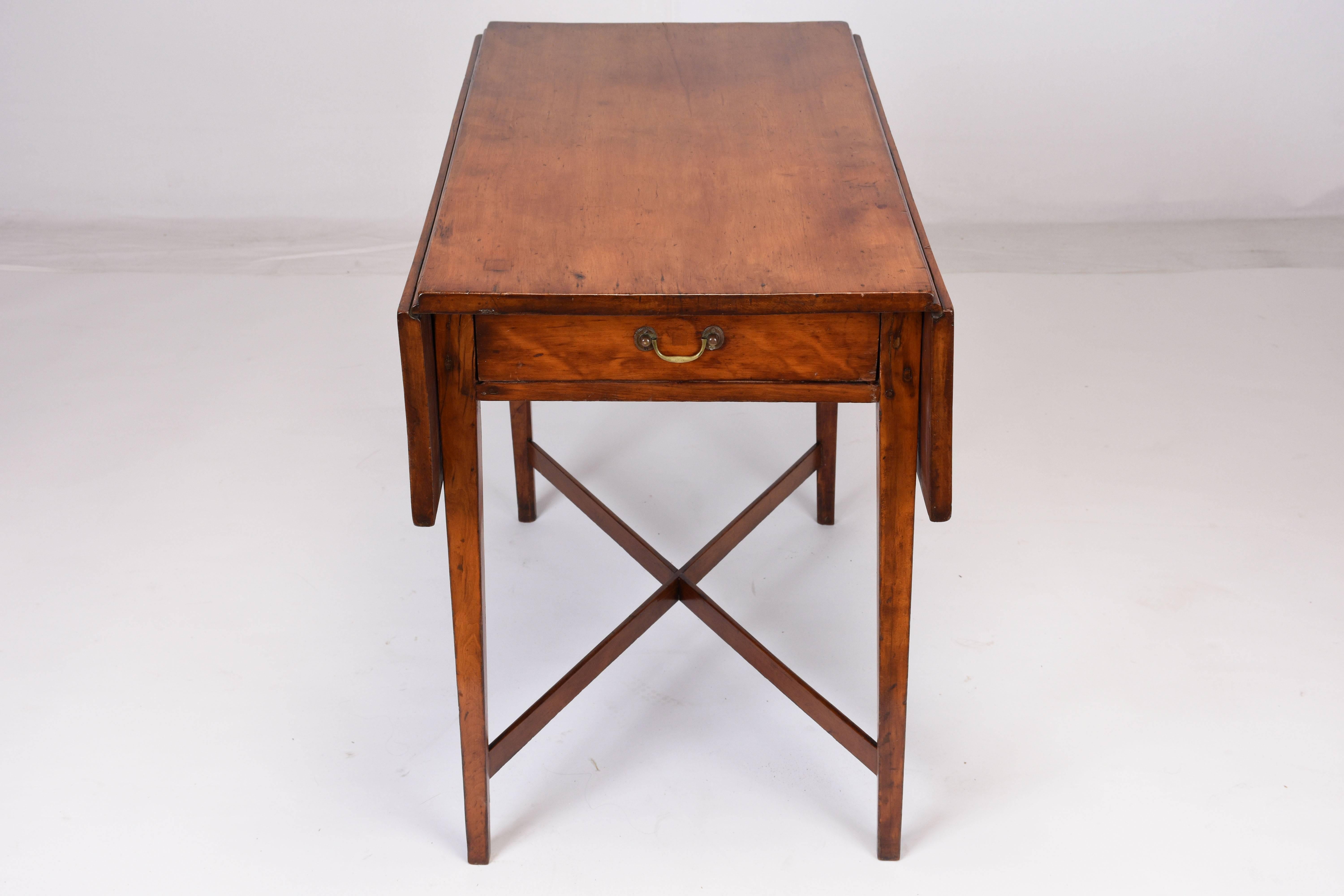 Brass 19th Century English Sheraton Pembroke-Style Side Table