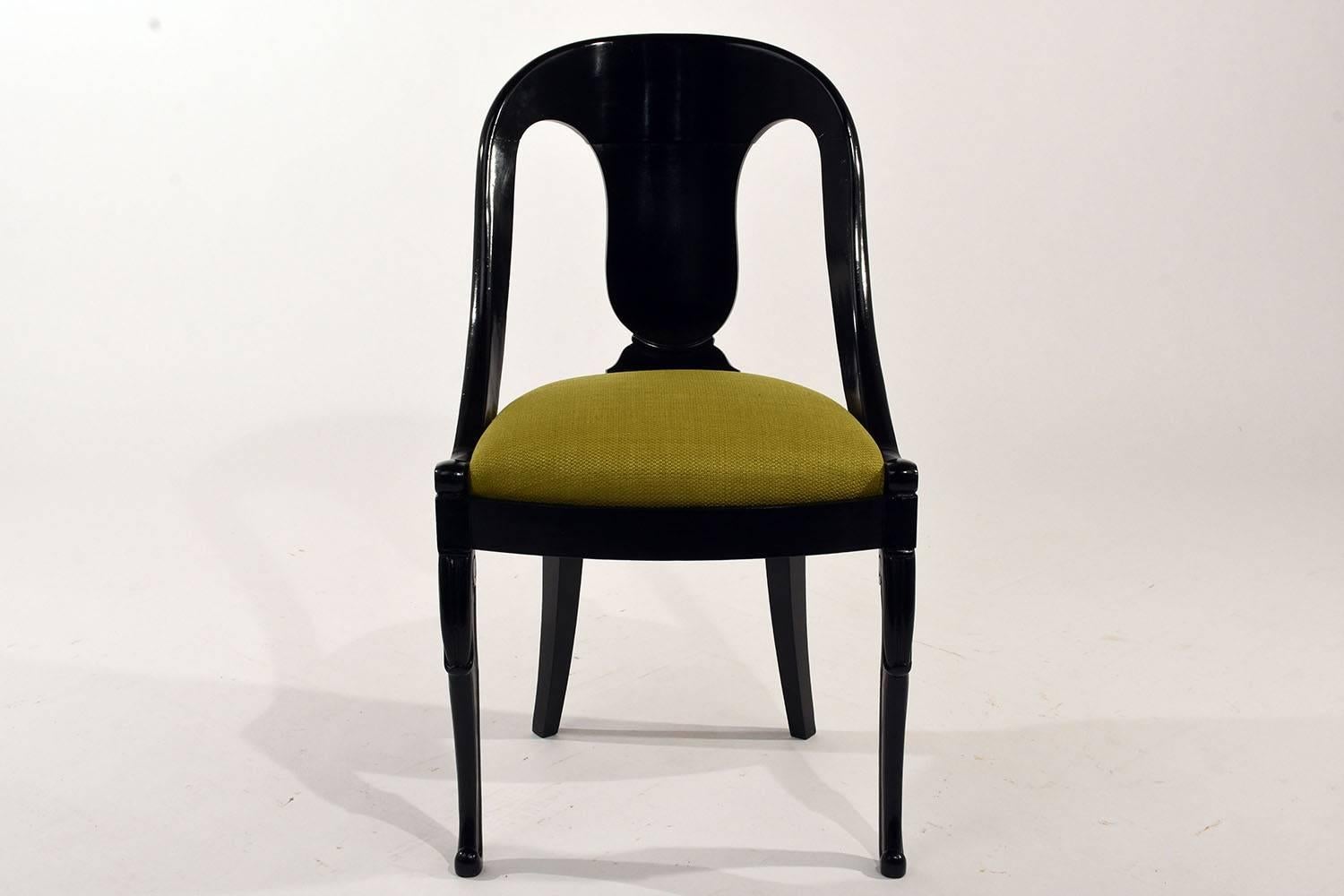 Set of Six Empire-Style Ebonized Dining Chairs In Excellent Condition In Los Angeles, CA
