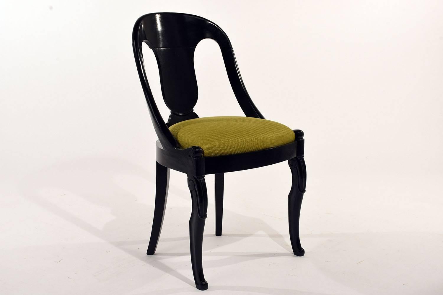20th Century Set of Six Empire-Style Ebonized Dining Chairs
