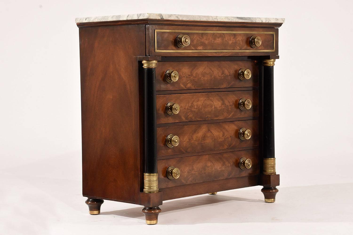 Carved Vintage Empire-Style Small Chest of Drawers