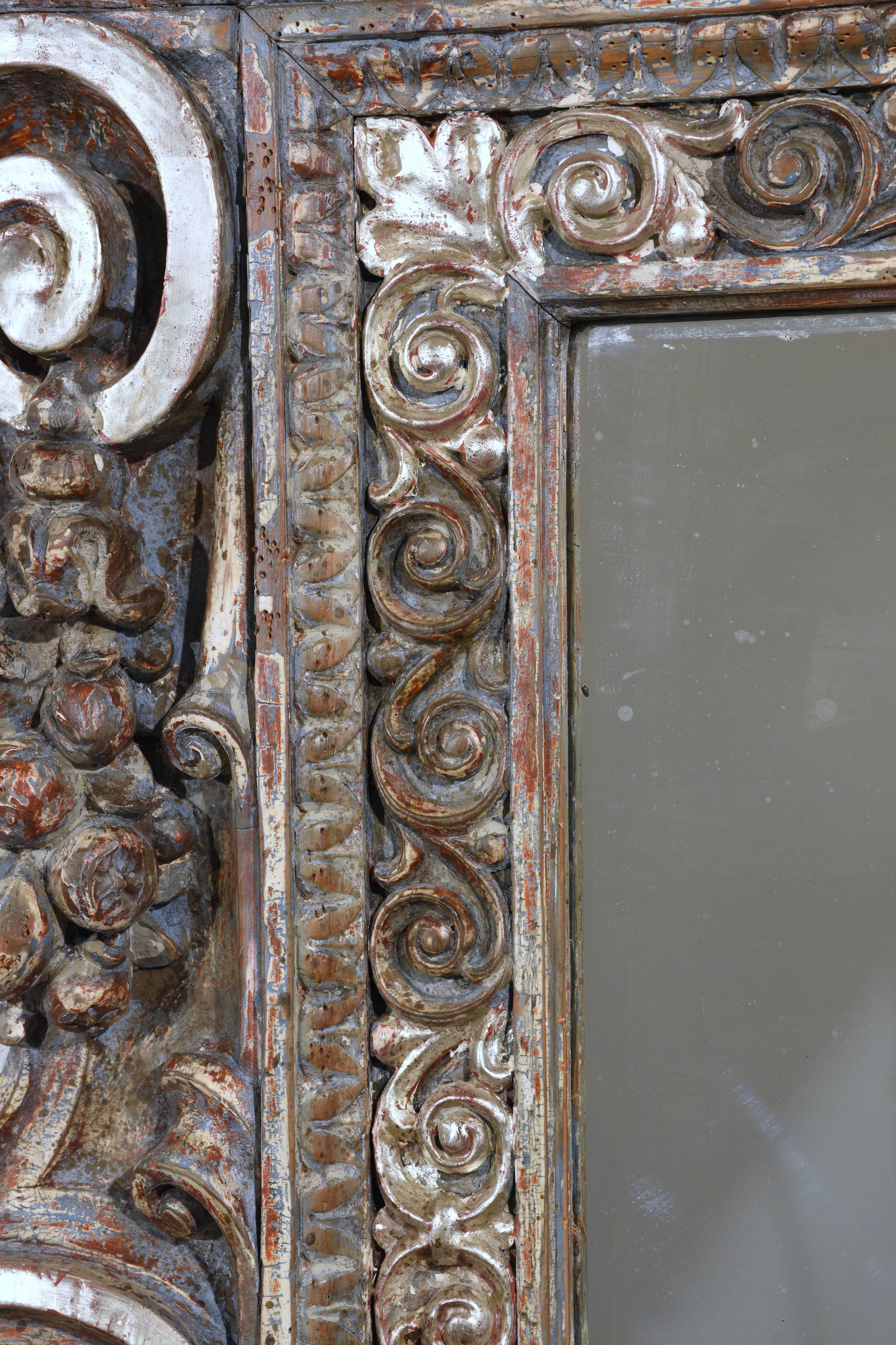 19th Century Grand Baroque-Style Carved Frame Wall Mirror 4