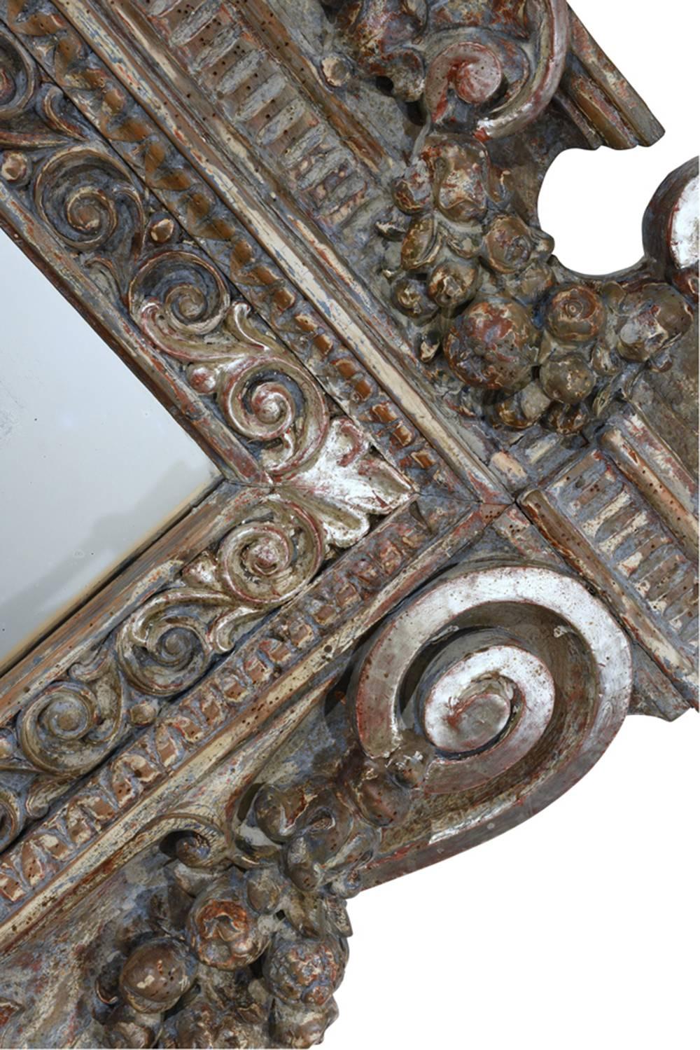 19th Century Grand Baroque-Style Carved Frame Wall Mirror 1