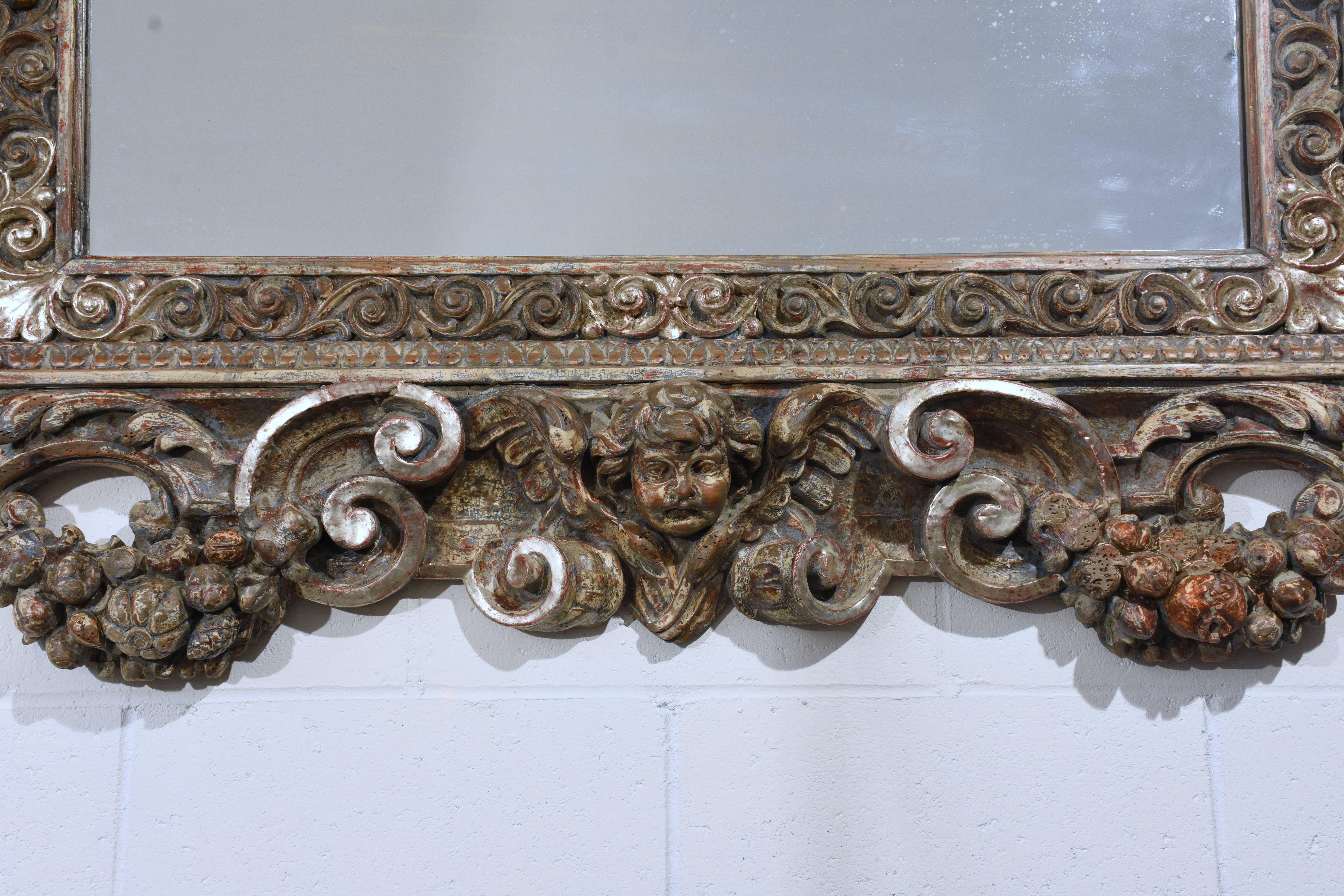 19th Century Grand Baroque-Style Carved Frame Wall Mirror 7