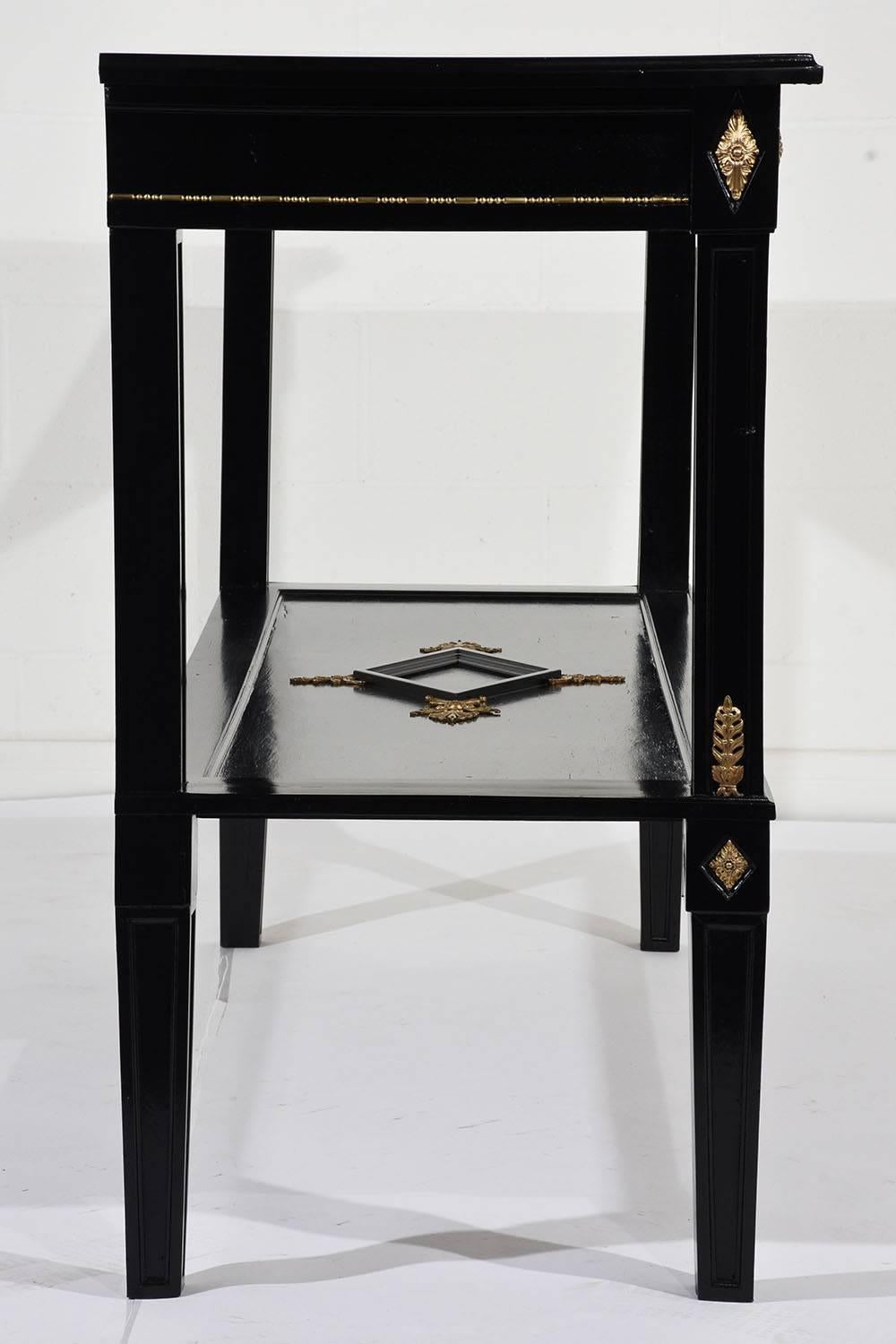 French Louis XVI-Style Ebonized Console Table In Excellent Condition In Los Angeles, CA