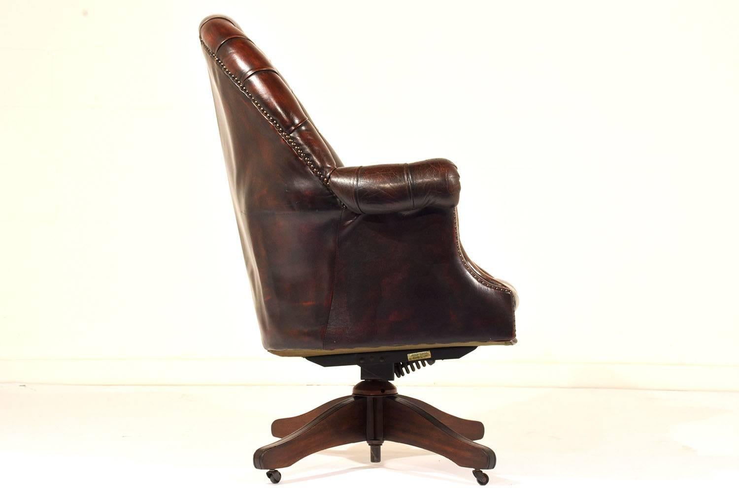 tufted leather desk chair