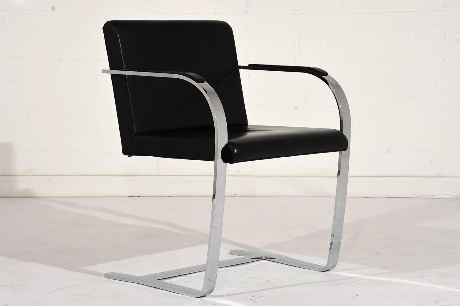 Pair of Mid-Century Modern Mies Van Der Rohe Flat Bar Brno Chairs 1
