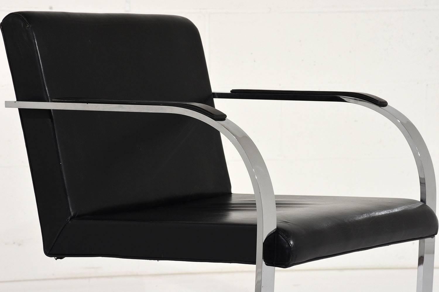 Pair of Mid-Century Modern Mies Van Der Rohe Flat Bar Brno Chairs 4