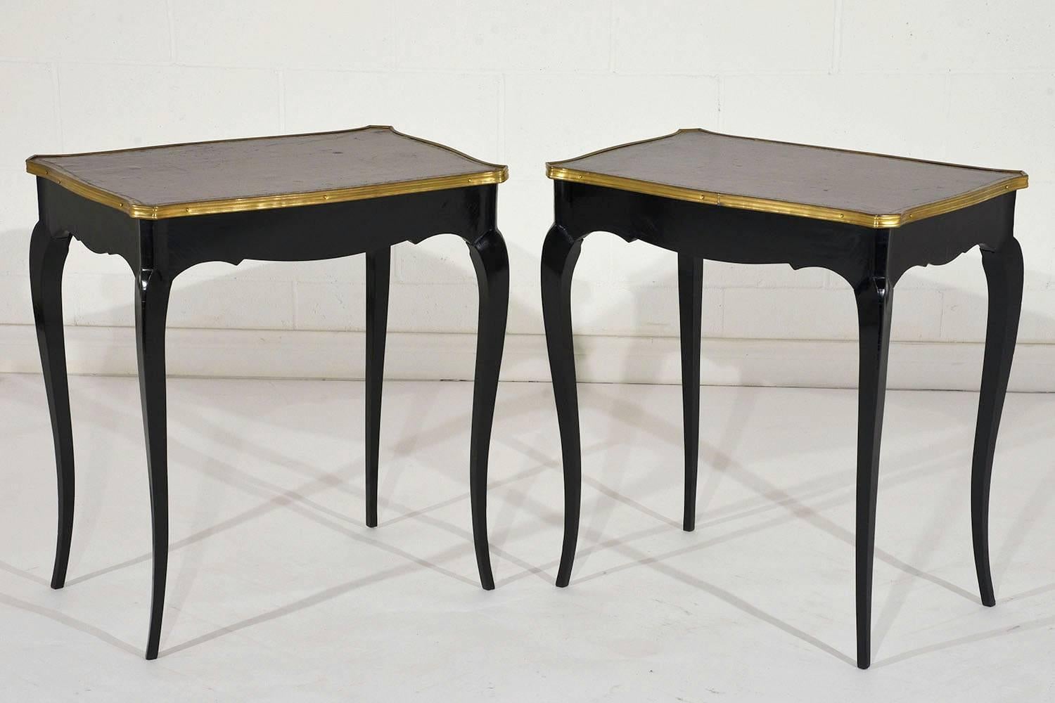 Pair of Antique French Ebonized Louis XV Style Side Tables 3