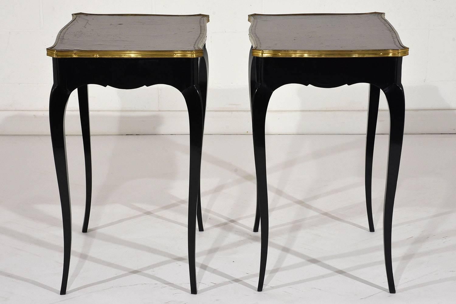 Pair of Antique French Ebonized Louis XV Style Side Tables 4