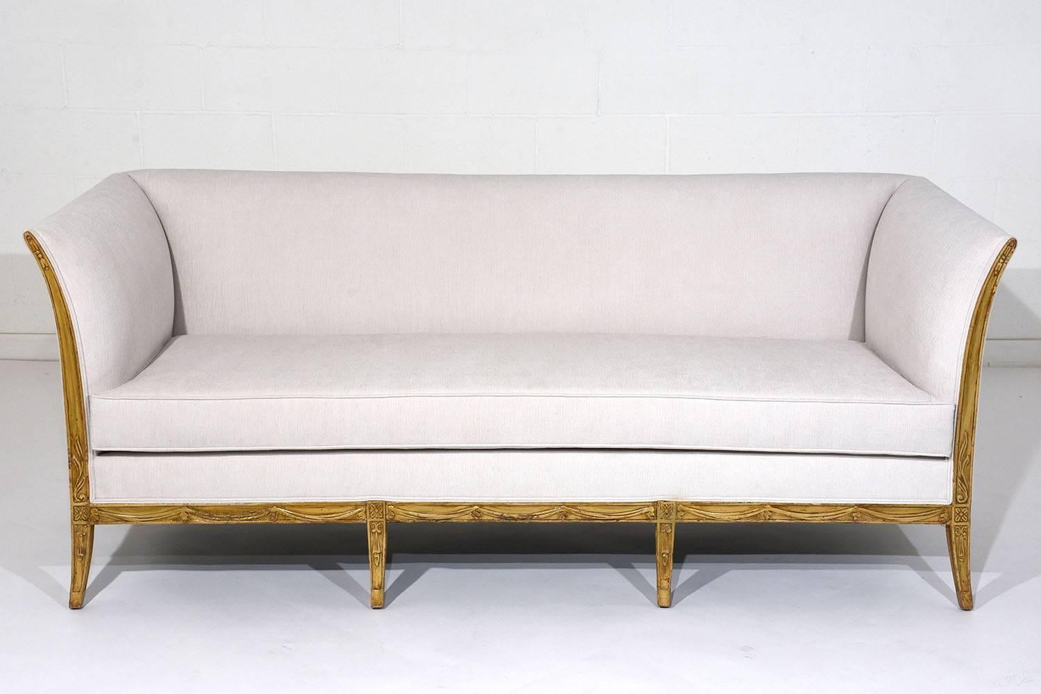 Linen Early 20th Century Neoclassical Sofa