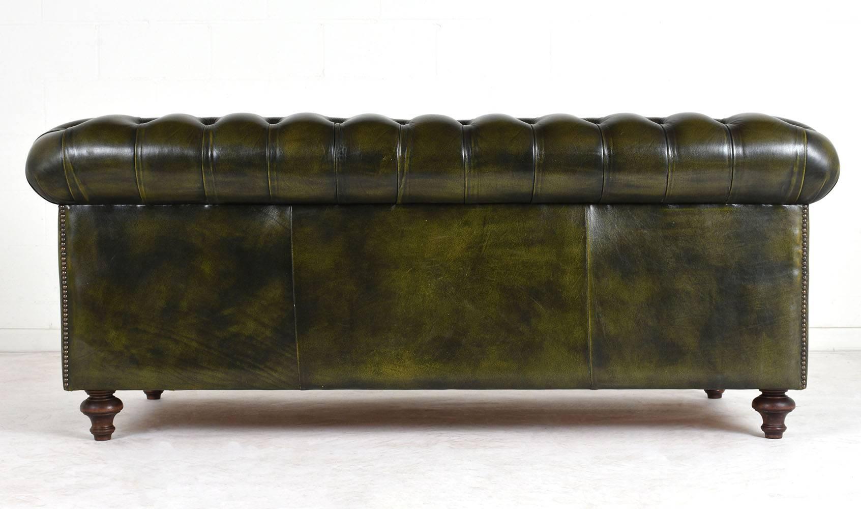 Leather Vintage Chesterfield-Style Sofa