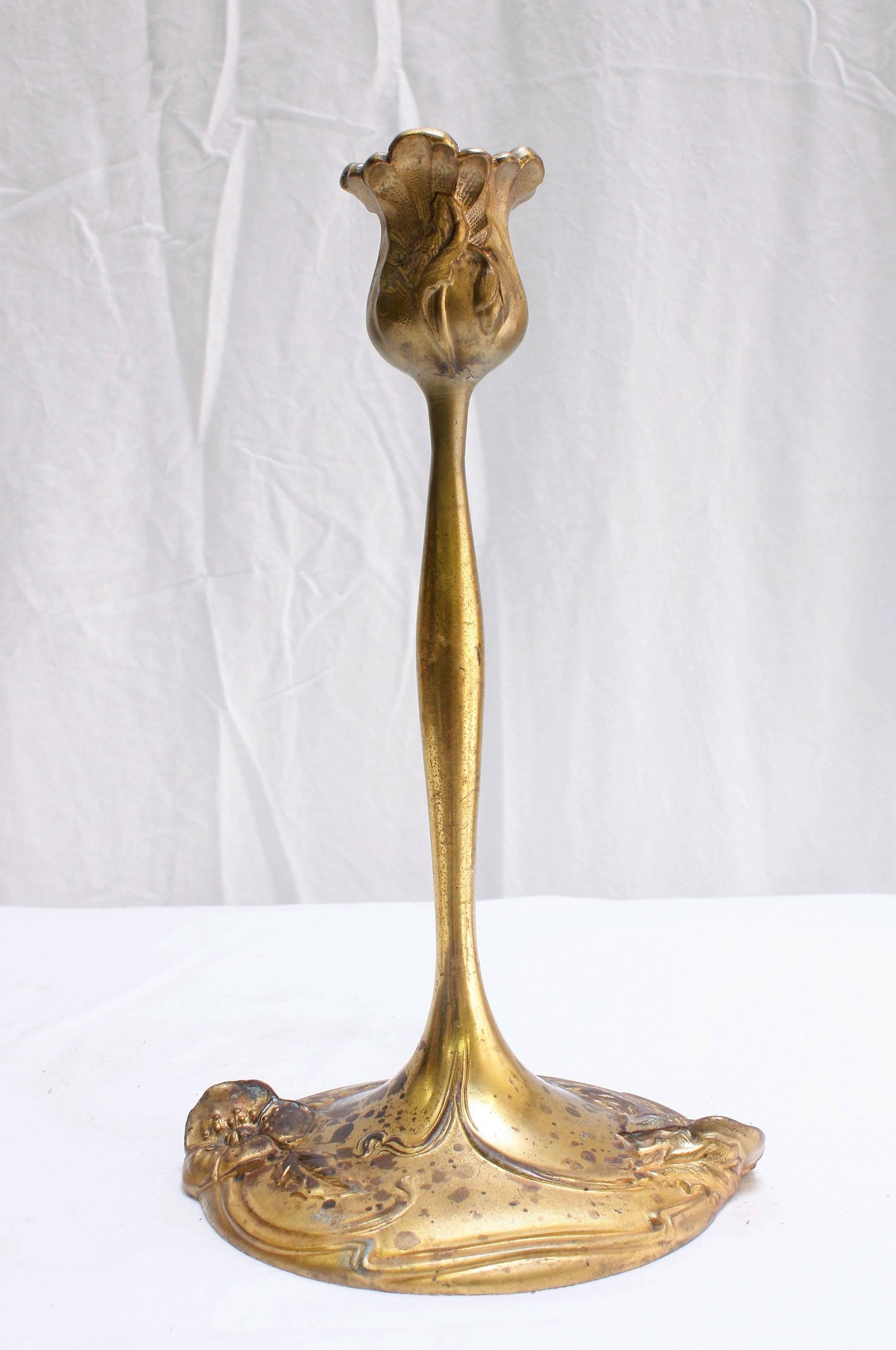 20th Century Pair of French Art Nouveau-Style Candlesticks