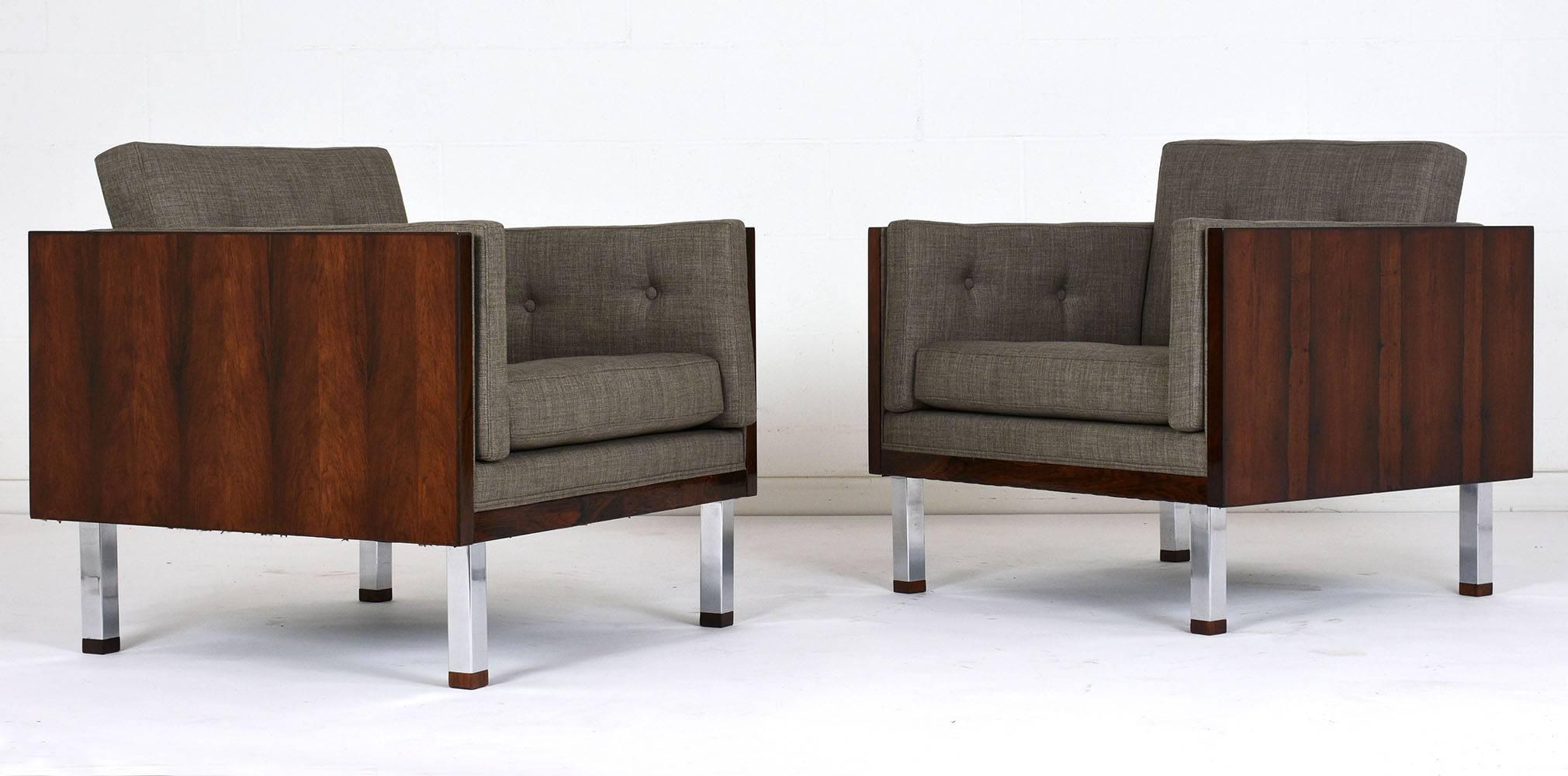 Mid-Century Modern Pair of Midcentury Jydsk Mobelvaerk Rosewood Cube Lounge Chairs