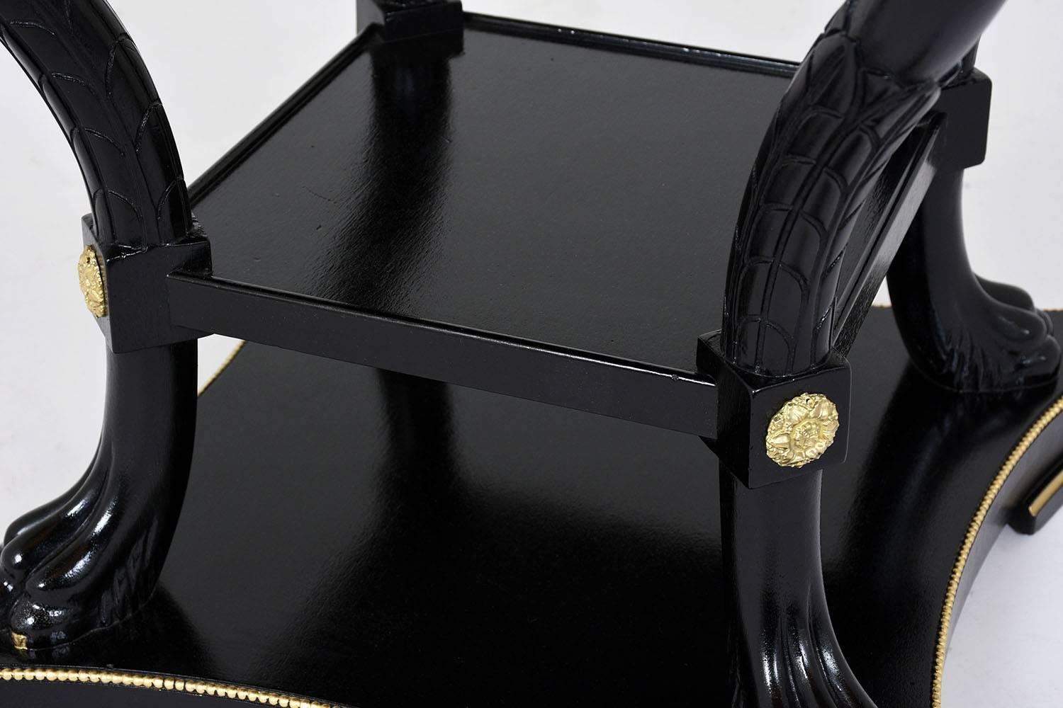 20th Century Pair of Hollywood Regency-Style Ebonized End Tables