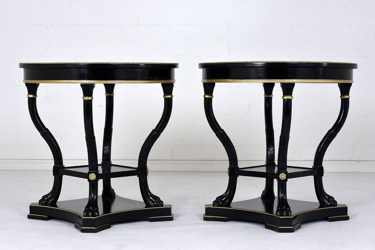 Pair of Hollywood Regency-Style Ebonized End Tables at 1stDibs