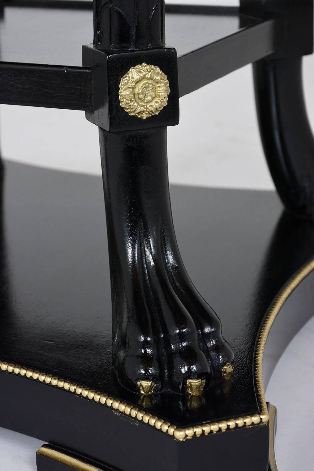 Lacquered Pair of Hollywood Regency-Style Ebonized End Tables