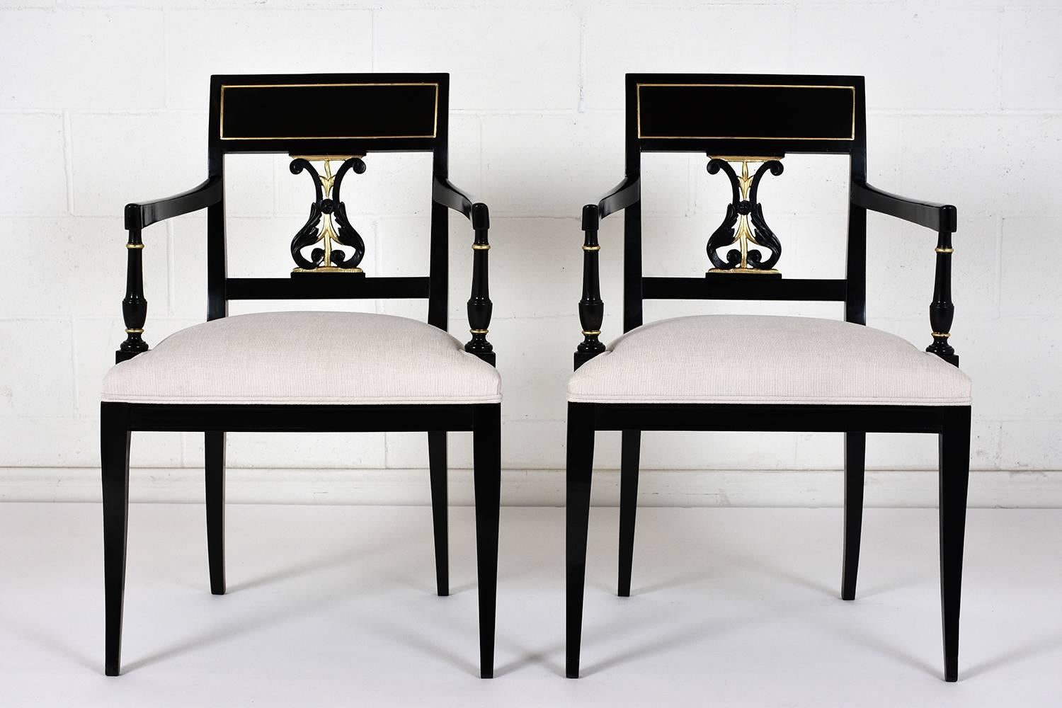 Carved Set of Eight Hollywood Regency-Style Dining Chairs