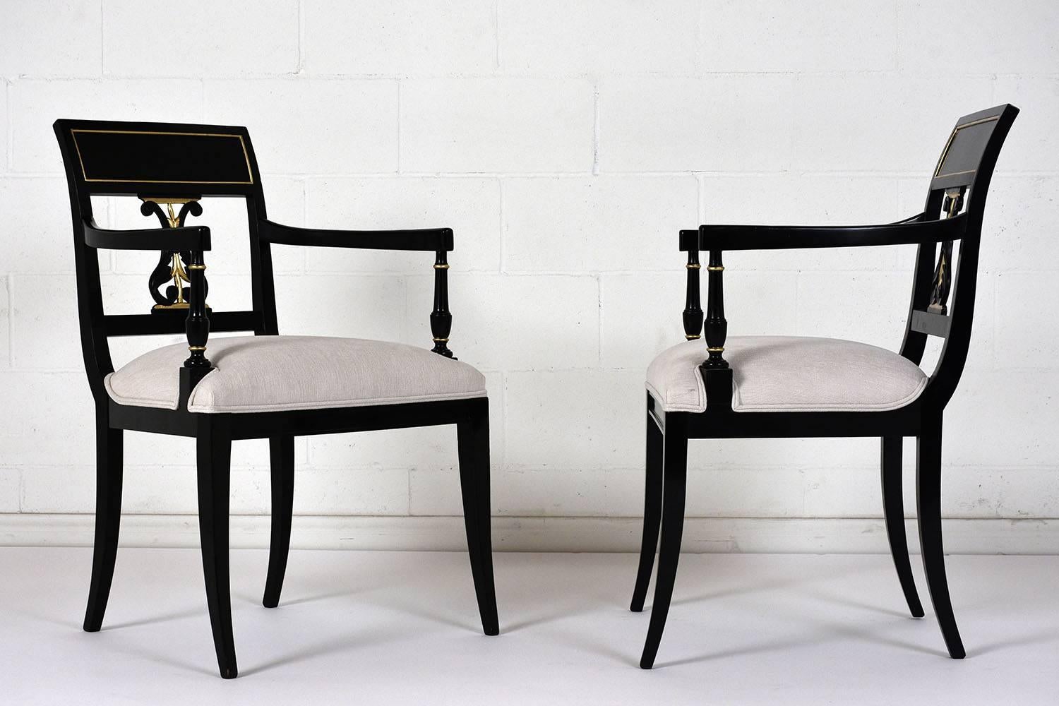 20th Century Set of Eight Hollywood Regency-Style Dining Chairs